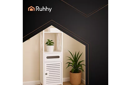 Koupelnová skříňka s držákem toaletního papíru – bílá