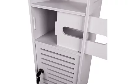 Koupelnová skříňka s držákem toaletního papíru – bílá