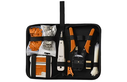 Tester kabelů RJ45/RJ11 + krimpovací kleště - vše pro instalaci ethernet sítě