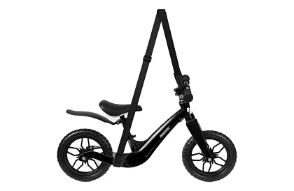 Dětské lehké odrážedlo černé – 12" kola + ramenní popruh