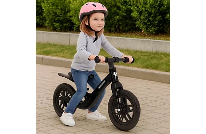 Dětské lehké odrážedlo černé – 12" kola + ramenní popruh