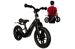 Dětské lehké odrážedlo černé – 12" kola + ramenní popruh