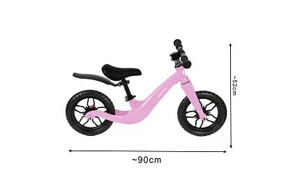 Dětské lehké odrážedlo růžové – 12 kola + ramenní popruh