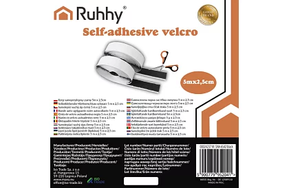 Samolepící suchý zip 2,5 x 500 cm – černý