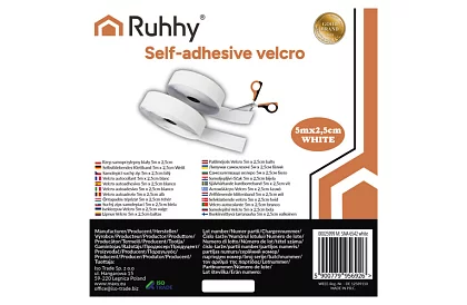 Samolepící suchý zip 2,5 x 500 cm – bílý