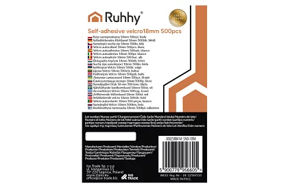 Samolepící suchý zip – kolečka 18 mm, 500 kusů, bílý