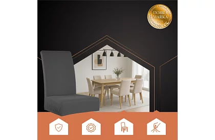 Univerzální potahy na židle – 6 kusů – Tmavě šedá