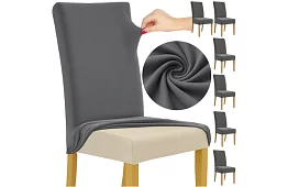 Univerzální potahy na židle – 6 kusů – Tmavě šedá