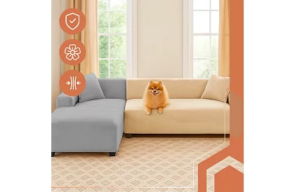 Napínací potah na sedačku 145–185 cm – Béžový samet