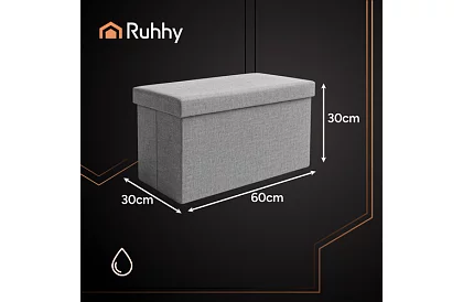 Látkový skládací úložný taburet 60 × 30 × 30 cm – šedý