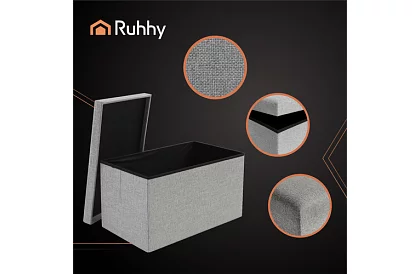 Látkový skládací úložný taburet 60 × 30 × 30 cm – šedý