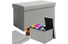 Látkový skládací úložný taburet 60 × 30 × 30 cm – šedý