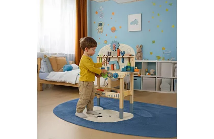 Dětská dílna – stůl s dřevěným nářadím 3 v 1