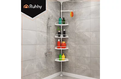 Rohová a teleskopická polička do sprchy - 240-310 cm