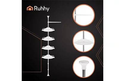 Rohová a teleskopická polička do sprchy - 240-310 cm
