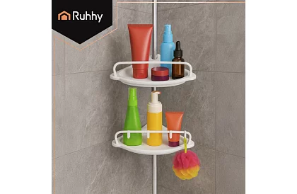 Rohová a teleskopická polička do sprchy - 240-310 cm