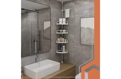 Rohová a teleskopická polička do sprchy - 240-310 cm