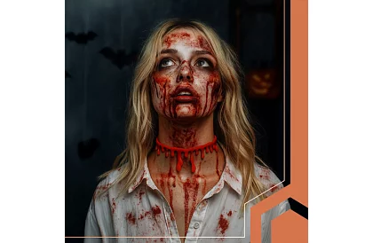 Krvavý halloweenský náhrdelník s motivem kapající krve