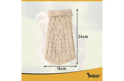 Obleček teplý svetr pro psa, kočku – velikost S – béžový