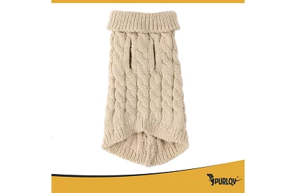 Obleček teplý svetr pro psa, kočku – velikost S – béžový