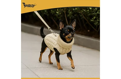 Obleček teplý svetr pro psa, kočku – velikost S – béžový