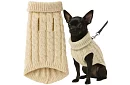 Obleček teplý svetr pro psa, kočku – velikost S – béžový
