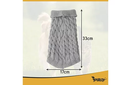 Obleček teplý svetr pro psa, kočku – velikost M – šedý PURLOV