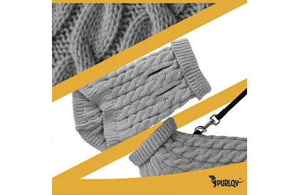 Obleček teplý svetr pro psa, kočku – velikost M – šedý PURLOV