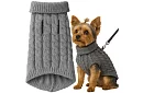 Obleček teplý svetr pro psa, kočku – velikost M – šedý PURLOV