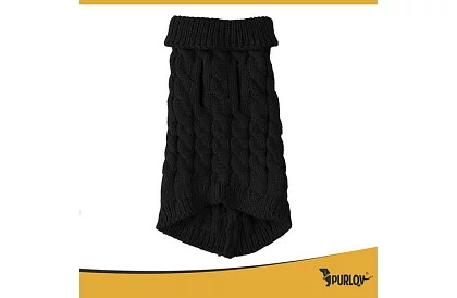 Obleček teplý svetr pro psa, kočku – velikost L – černý