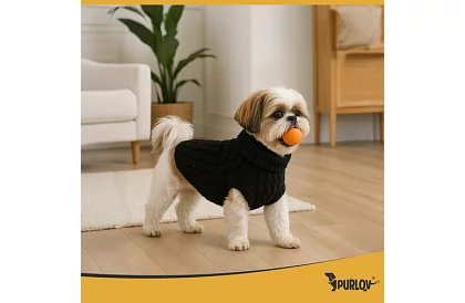 Obleček teplý svetr pro psa, kočku – velikost L – černý