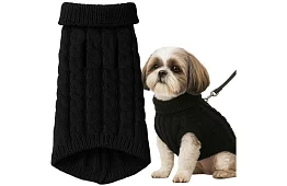 Obleček teplý svetr pro psa, kočku – velikost L – černý