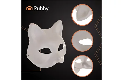 Kočičí masky na karneval 10 kusů – DIY sada k malování