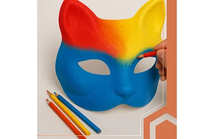 Kočičí masky na karneval 10 kusů – DIY sada k malování