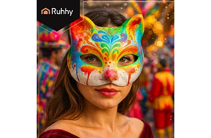 Kočičí masky na karneval 10 kusů – DIY sada k malování