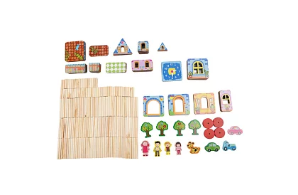 Dřevěné stavební kostky – domeček, 268 dílků
