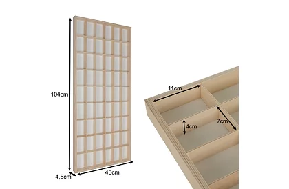 Dřevěná polička pro sběratele na figurky, autíčka – 54 přihrádek