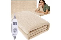 Výhřevná topná deka 180 × 130 cm - béžová, 10 režimů + dálkové ovládání