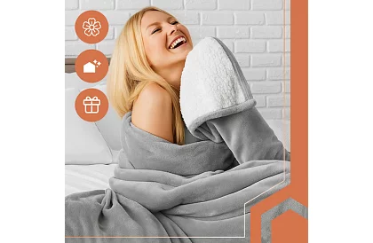 Oboustranná teplá deka 150 × 200 cm – světle šedá