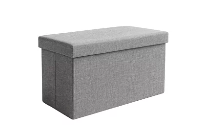 Skládací látkový úložný taburet 76 × 38 × 38 cm – šedý