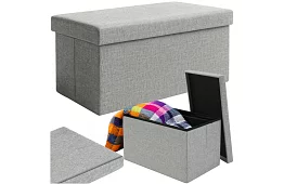 Skládací látkový úložný taburet 76 × 38 × 38 cm – šedý