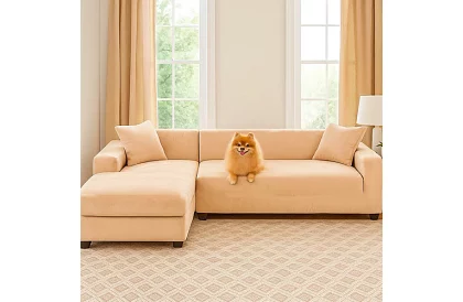 Napínací potah na sedačku 190–230 cm – Béžový samet