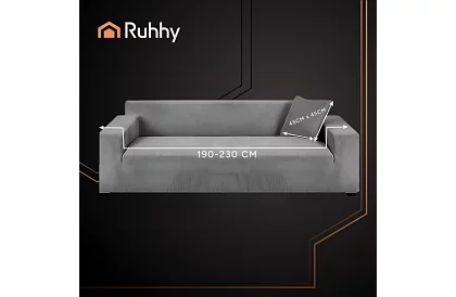 Napínací potah na sedačku 190–230 cm – Tmavě šedý samet