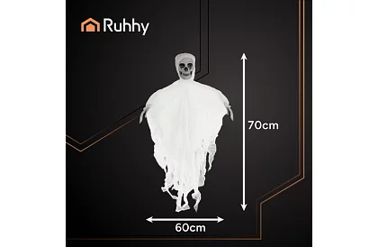 Závěsný kostlivec 70 cm - závěsna dekorace bílá