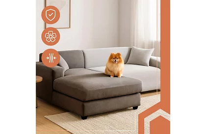 Napínací potah na sedačku 145–185 cm – Světle šedý samet