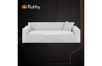 Napínací potah na sedačku 190–230 cm – Světle šedý samet