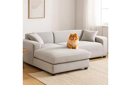 Napínací potah na sedačku 190–230 cm – Světle šedý samet