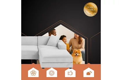 Napínací potah na sedačku 190–230 cm – Světle šedý samet