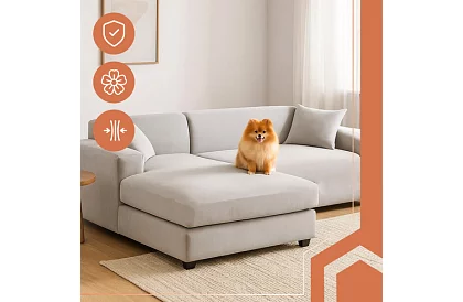 Napínací potah na sedačku 190–230 cm – Světle šedý samet