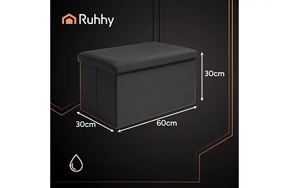 Skládací úložný taburet 60 × 30 × 30 cm – černý samet